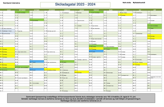 Skóladagatal 2023 - 2024 samþykkt og birt