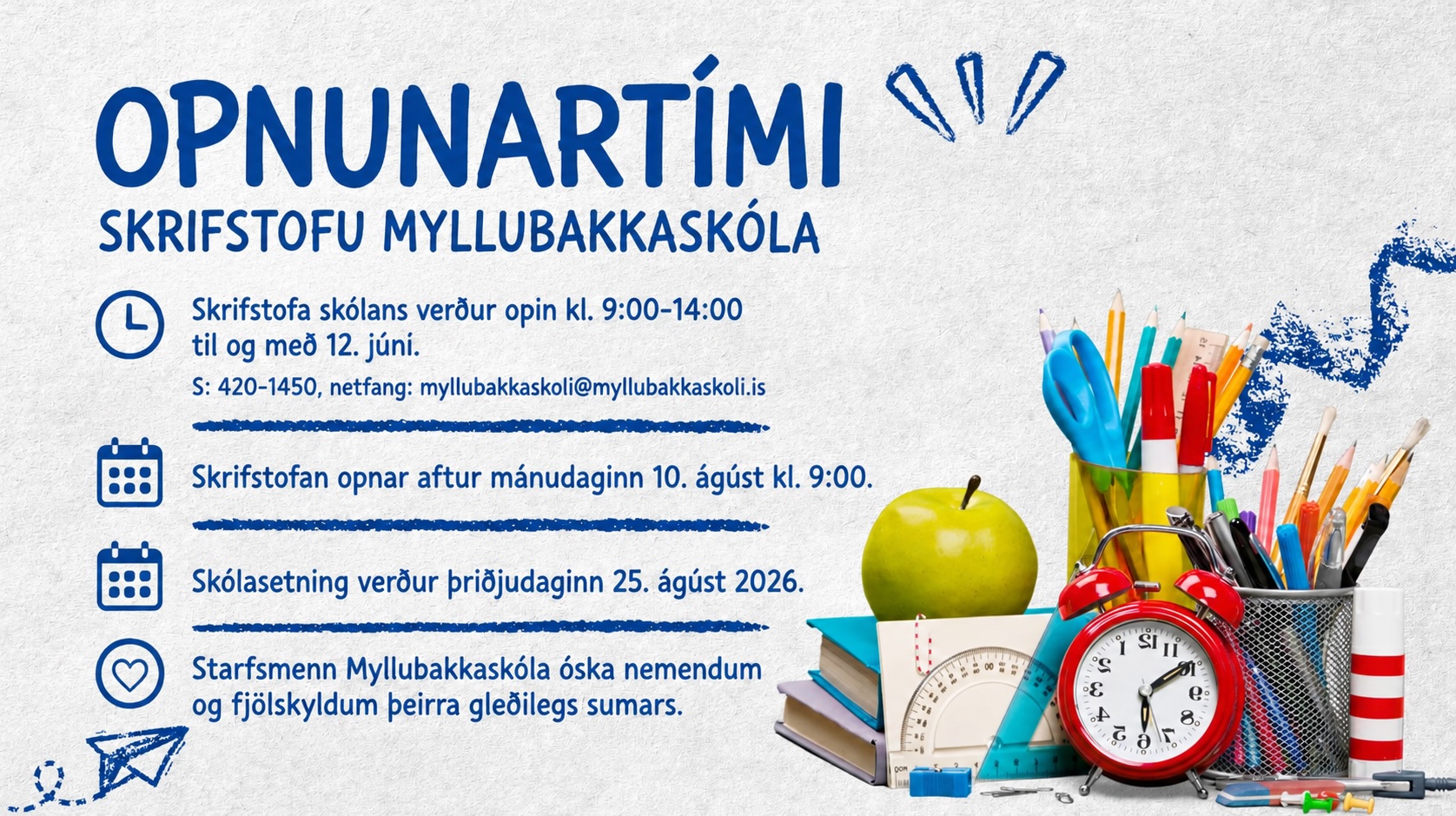 Lokun skrifstofu í sumar