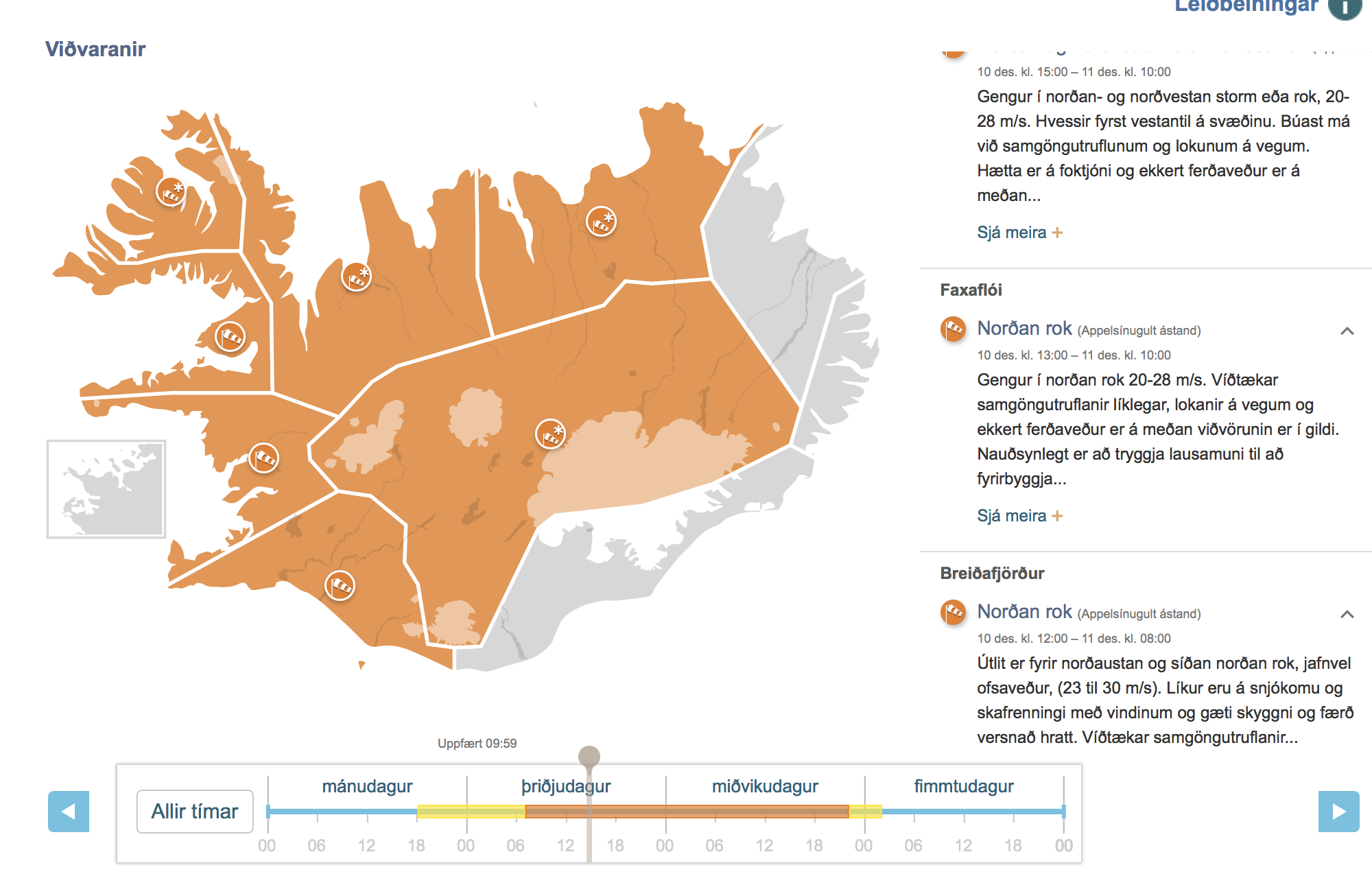 Slæmt veður á morgun og miðvikudag